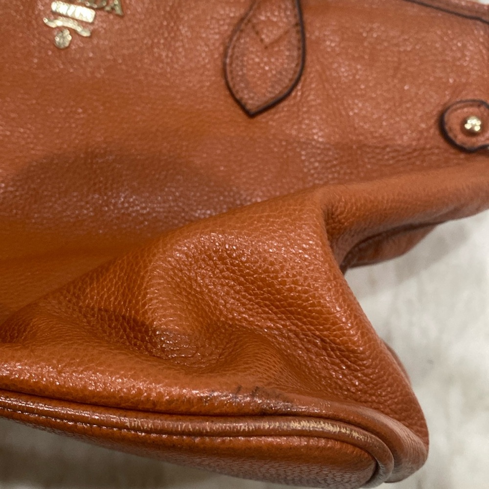 Vintage Prada brown cognac Vitello Daino leather top zip Tote ๐ made in Italy - Picture 13 of 16